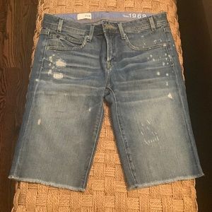 Gap Distressed Denim Bermuda Shorts